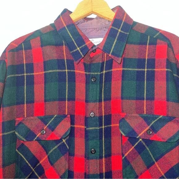 Vintage 80’s Wool Blend Plaid Flannel Button Down Shirt Shacket Gorpcore XL Tall - Picture 2 of 11